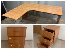 Стол офисный угловой+тумба "Вишня" бу
