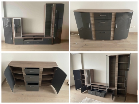 Шкаф-стенка + комод "Дуб сонома-графит" бу