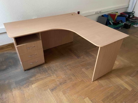 Офисный угловой стол с тумбой № 14  "Бук" бу Офисный угловой стол с тумбой № 14  "Бук" бу