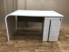 Стіл офісний прямий з тумбою «Loft» «Білий» бу
