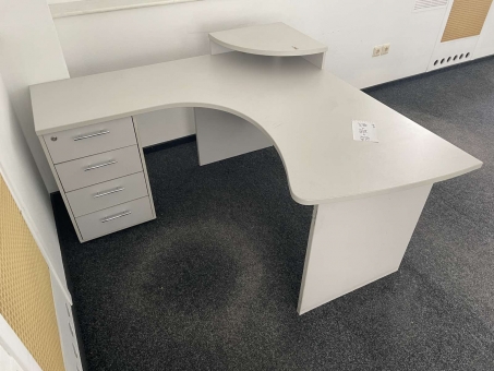 Офисный стол угловой с тумбой № 2 "Серый" бу